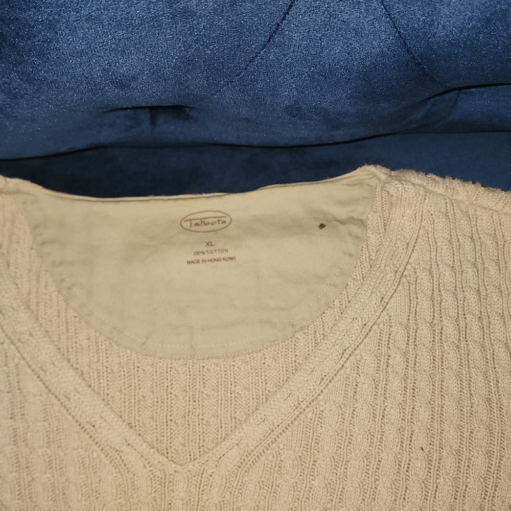 Talbots Cable Knit Cream Button Cuff Sweater Xl - image 5
